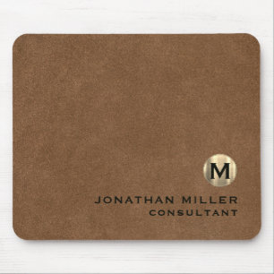 Tapis De Souris Monogramme en cuir Brown personnalisé