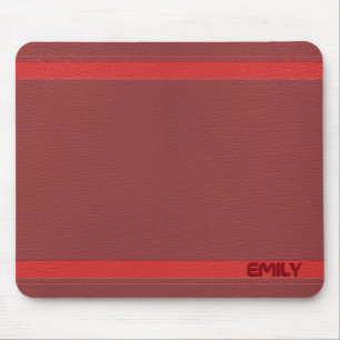 Tapis De Souris Monogramme en cuir rouge