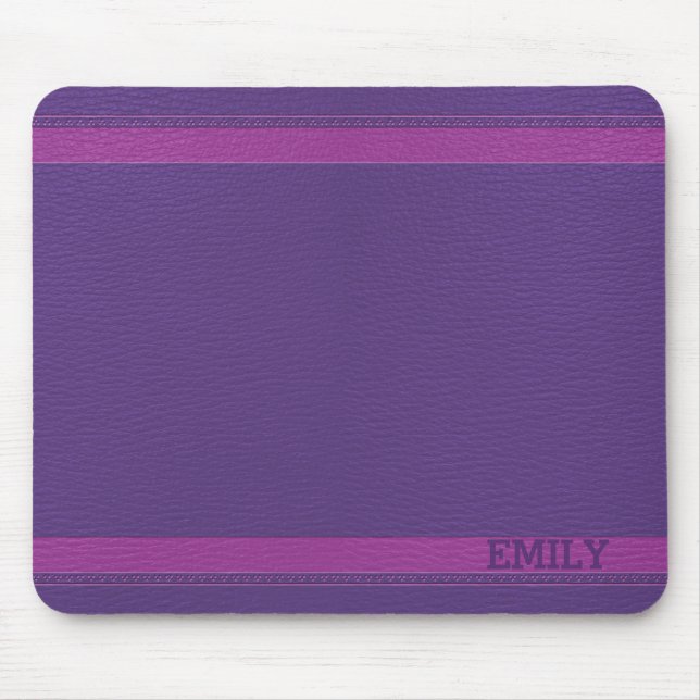 Tapis De Souris Monogramme en cuir violet (Devant)