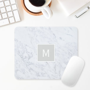 Tapis De Souris Monogramme en marbre blanc