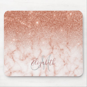 Tapis De Souris Monogramme en marbre tendance Ombre Parties scinti