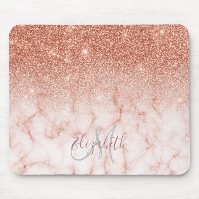 Tapis De Souris Monogramme en marbre tendance Ombre Parties scinti (Devant)