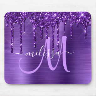 Tapis De Souris Monogramme en métal brosse à Parties scintillant à