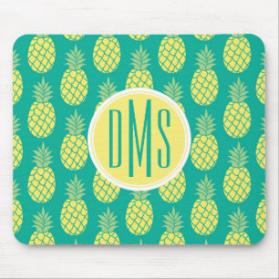 Tapis De Souris Monogramme en pastel des ananas  