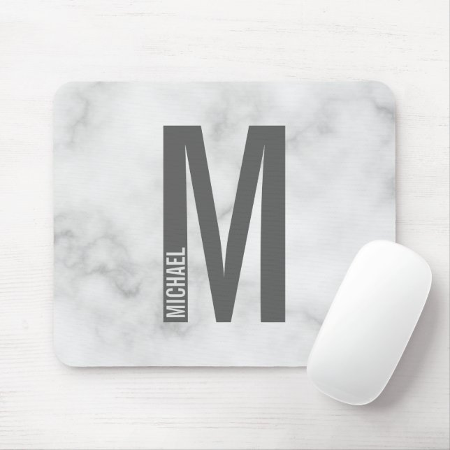 Tapis De Souris Monogramme et nom personnalisés modernes (Avec souris)