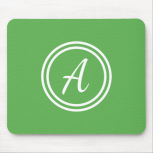 Tapis De Souris Monogramme fait sur commande vert et blanc