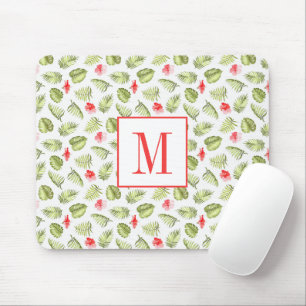 Tapis De Souris Monogramme Feuille de palme moderne