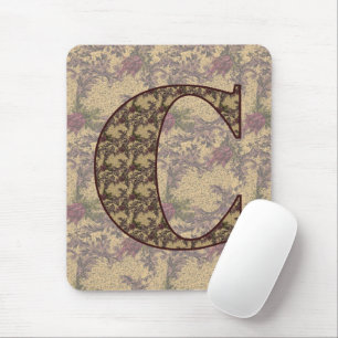 Tapis De Souris Monogramme floral C initial élégant