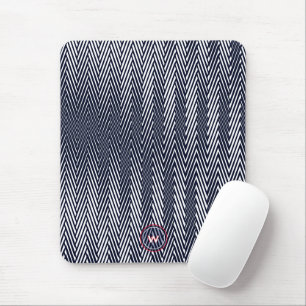 Tapis De Souris Monogramme géométrique Abstrait en bandes noir et 