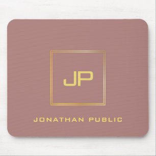 Tapis De Souris Monogramme Gold personnalisé Modèle Élégant mo