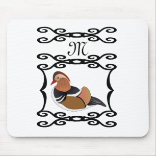 Tapis De Souris Monogramme illustrant le canard mandarin