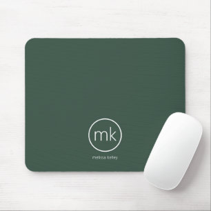 Tapis De Souris Monogramme Initial Minimaliste Professionnel Vert 