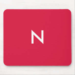 Tapis De Souris Monogramme Initial Minimaliste Rouge Cramoisi Mode