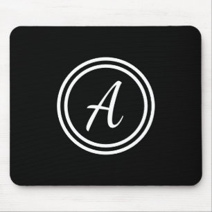 Tapis De Souris Monogramme initial Noir et blanc mou simple