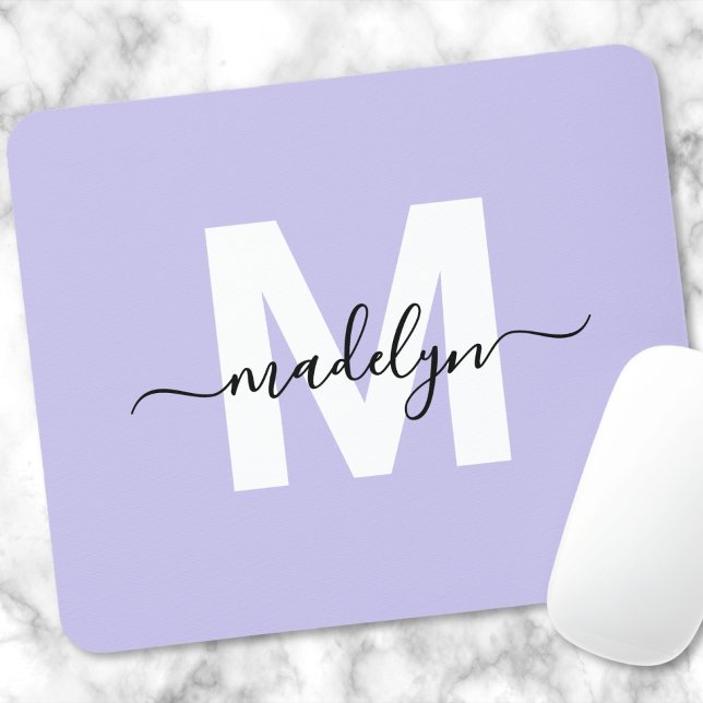 Tapis De Souris Monogramme Initial Nom Violet (Purple Initial Name Monogram Mouse Pad )