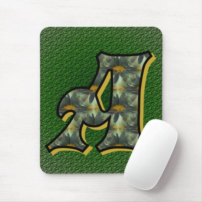 Tapis De Souris Monogramme initiale A marguerite (Avec souris)