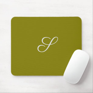 Tapis De Souris Monogramme initiale minimaliste vert sauge 