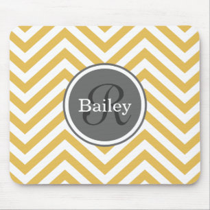 Tapis De Souris Monogramme jaune Chevron