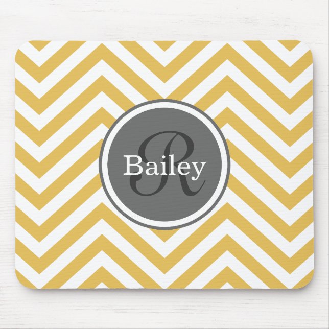Tapis De Souris Monogramme jaune Chevron (Devant)