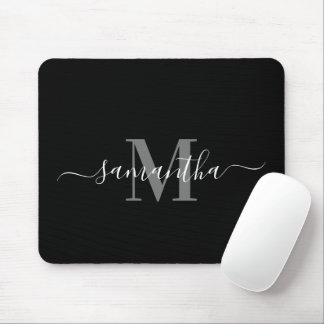 Tapis De Souris Monogramme minimaliste noir