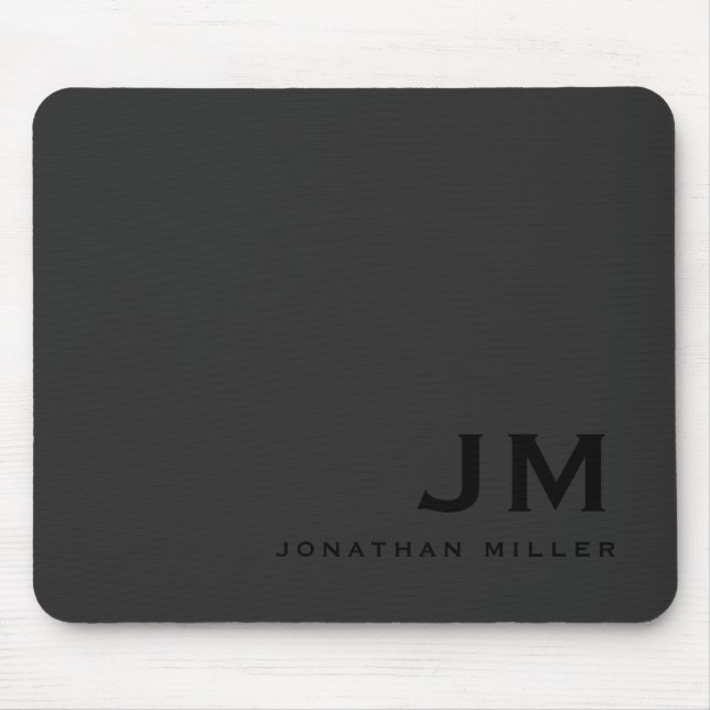 Tapis De Souris Monogramme moderne minimaliste tendance noir (Devant)