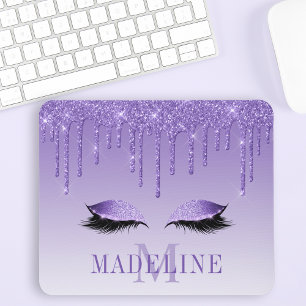 Tapis De Souris Monogramme moderne Parties scintillant violet mode