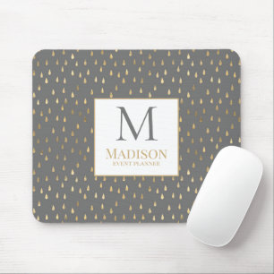 Tapis De Souris Monogramme Moderne Tendance Goutte de Pluie Gris O