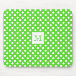 Tapis De Souris Monogramme : Mousepad à pois vert et blanc