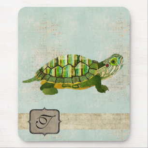 Tapis De Souris Monogramme Mousepad de tortue de jade