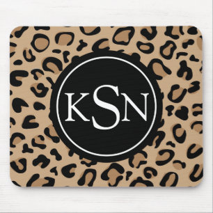 Tapis De Souris Monogramme Mousepad d'empreinte de léopard