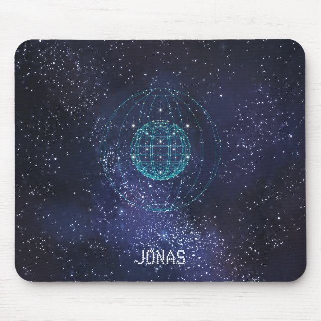 Tapis De Souris Monogramme Night Sky Abstrait Globe (Devant)