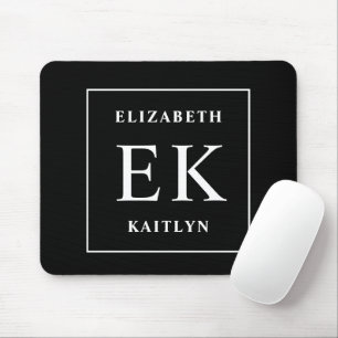 Tapis De Souris Monogramme noir et blanc moderne