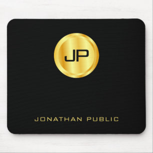 Tapis De Souris Monogramme noir et or Modèle moderne
