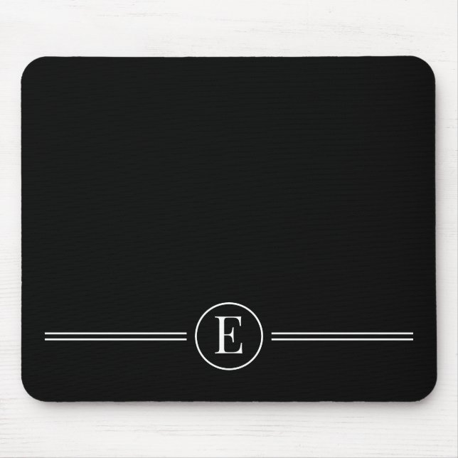 Tapis De Souris Monogramme noir simple et moderne (Devant)