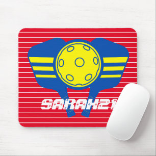 Tapis De Souris Monogramme oeil attrayant rouge et bleu pickleball
