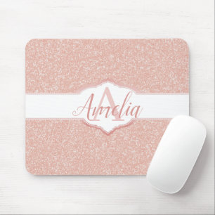 Tapis De Souris Monogramme Parties scintillant rose