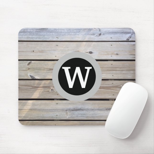 Tapis De Souris Monogramme patiné en bois de pin (Avec souris)