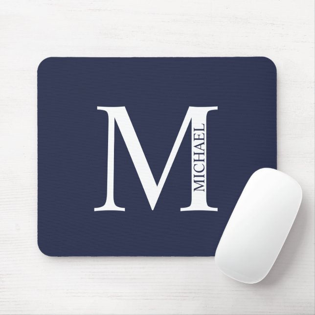 Tapis De Souris Monogramme personnalisé et panier de souris de nom (Avec souris)