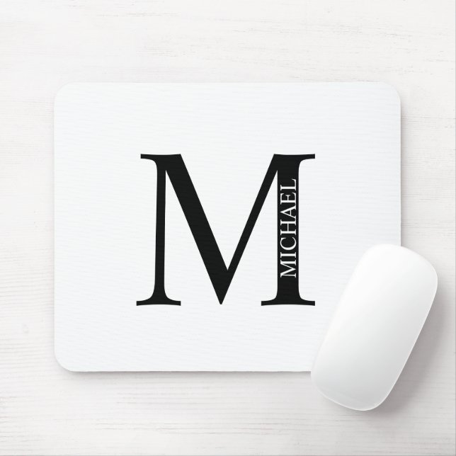 Tapis De Souris Monogramme personnalisé et panier de souris de nom (Avec souris)