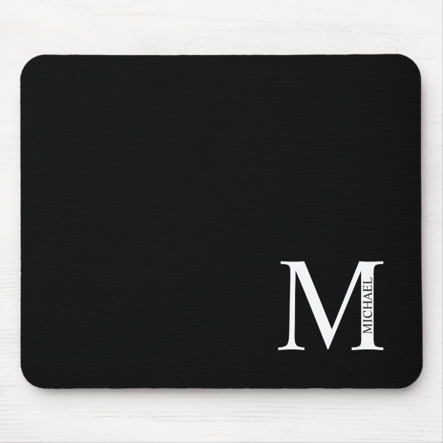 Tapis De Souris Monogramme personnalisé et panier de souris de nom (Devant)
