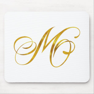 Tapis De Souris Monogramme personnalisé M Faux Monogrammes Gold Fo