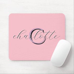 Tapis De Souris Monogramme personnalisé rose initial et nom