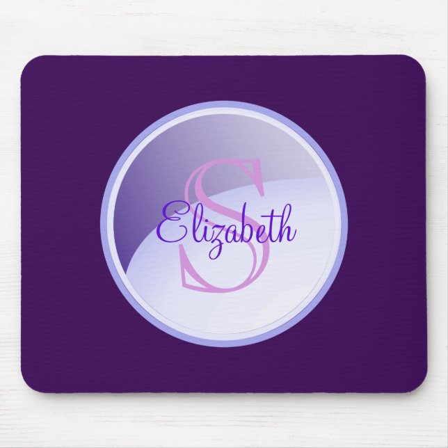 Tapis De Souris Monogramme personnalisé sur un cercle violet de la (Devant)