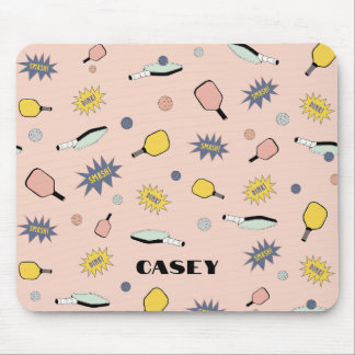 Tapis De Souris Monogramme Pickleball Ajouter Votre Nom Fun Coloré