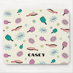 Tapis De Souris Monogramme Pickleball Ajouter Votre Nom Fun Coloré