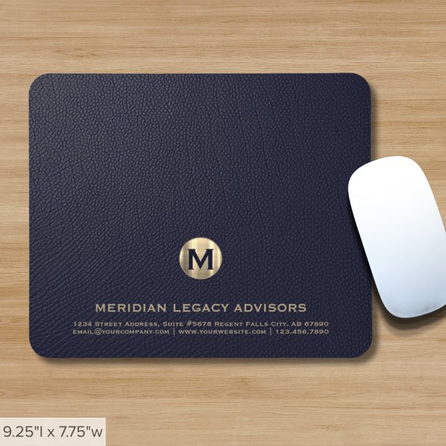 Tapis De Souris Monogramme professionnel Blue Gold personnalisé (Créateur téléchargé)