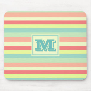 Tapis De Souris Monogramme rayures colorées d'été