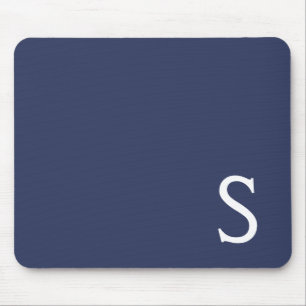 Tapis De Souris Monogramme rétro minimaliste bleu marine sur mesur
