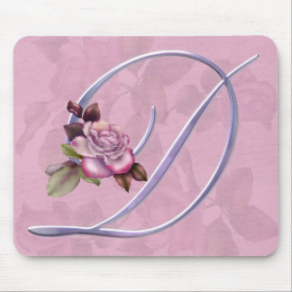 Tapis De Souris Monogramme rose D de roses