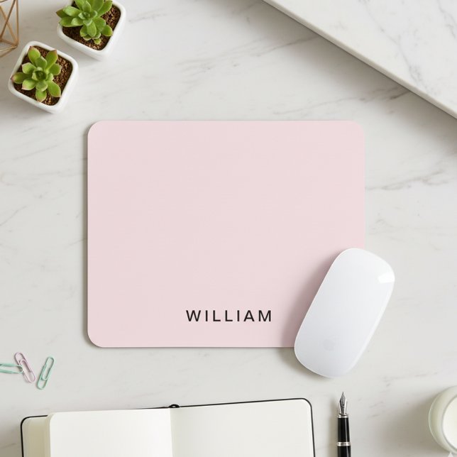 Tapis De Souris Monogramme rose et nom personnalisé | Personnalisé (Créateur téléchargé)